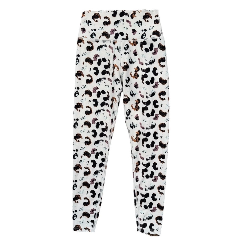 Sage Collective Leggings Size Small White Animal Cheetah High Waist Yoga Active